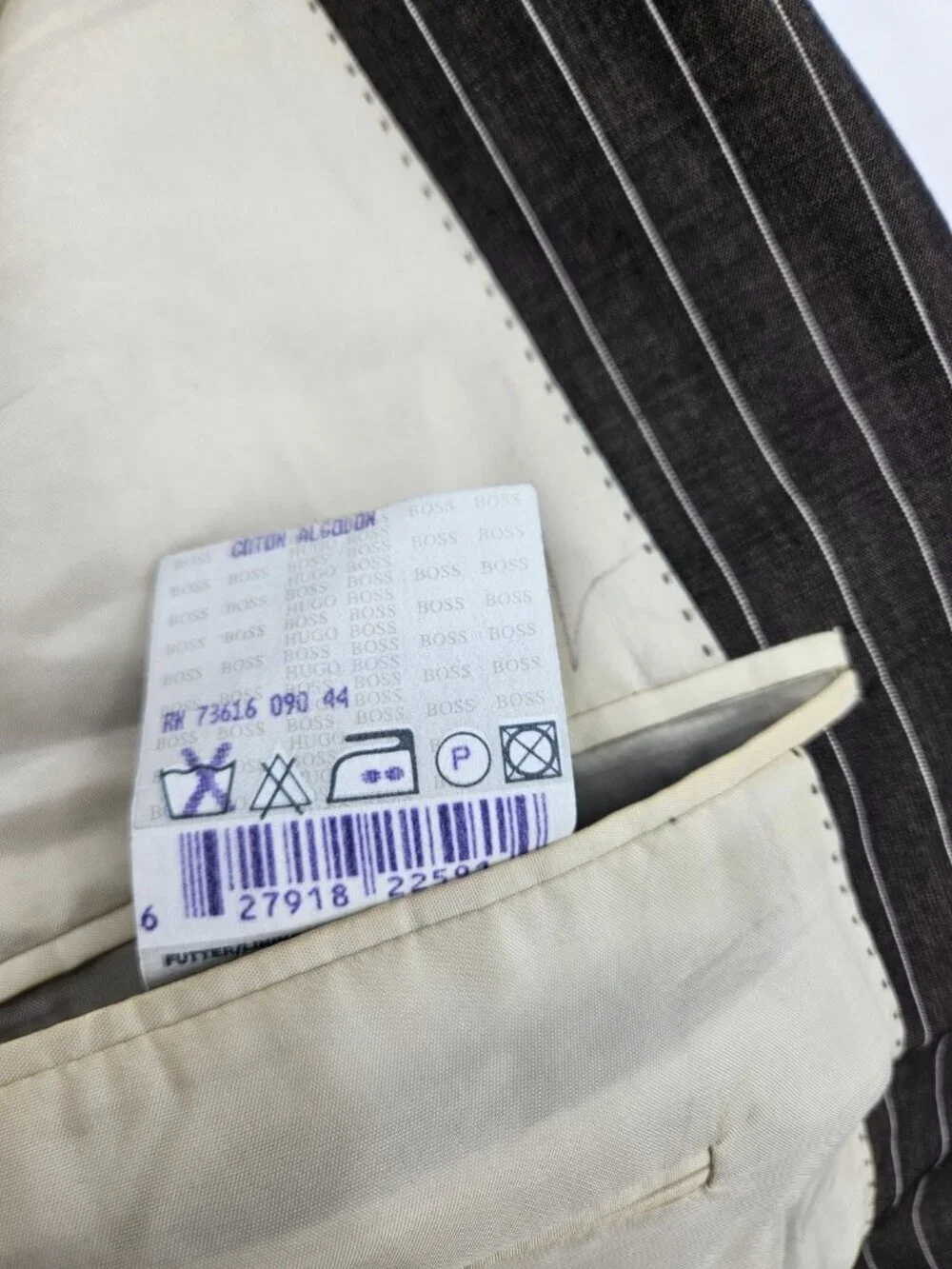 Hugo Boss Grey Striped Blazer Mens 46L Bertolucci Movie Wool Blend